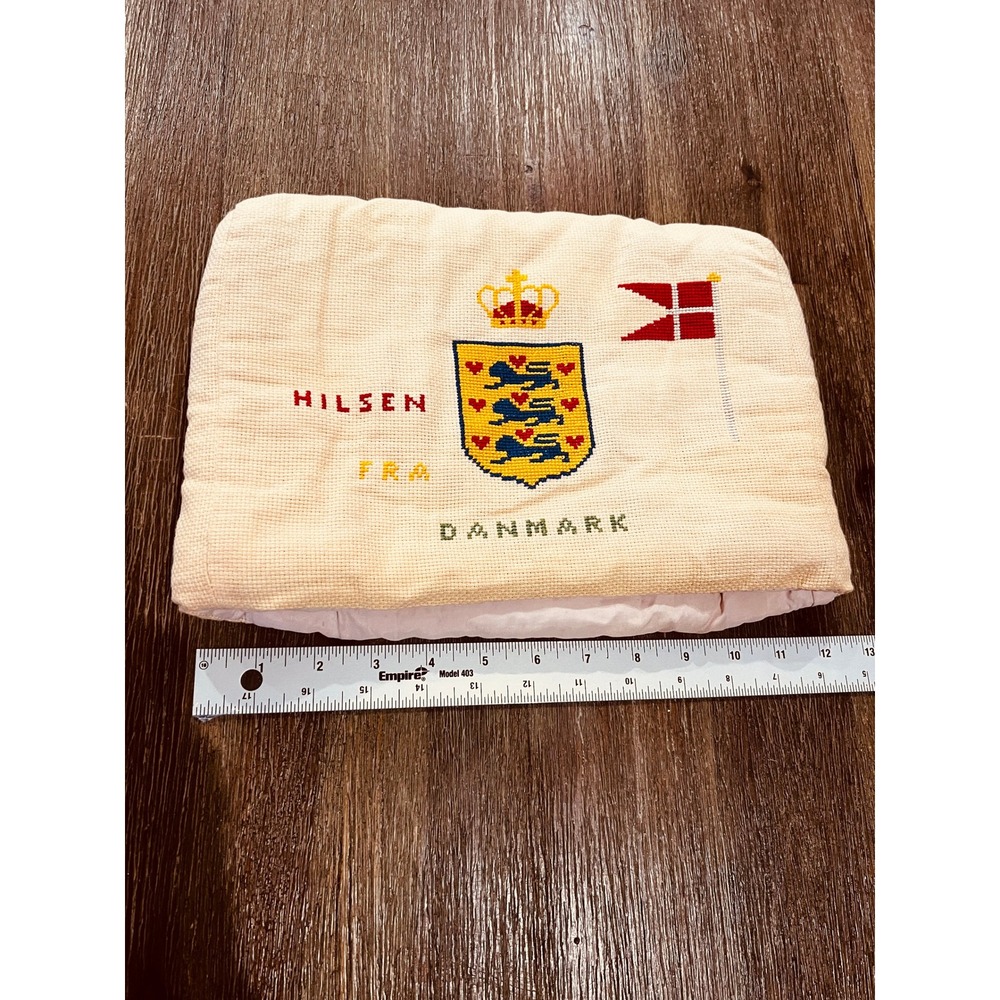 Vintage Danish Needlepoint Tea Cozy Hilsen Fra Danmark Nykøbing M Embroidery